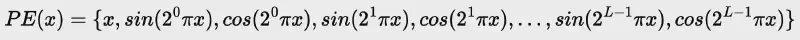 Positional encoding formula