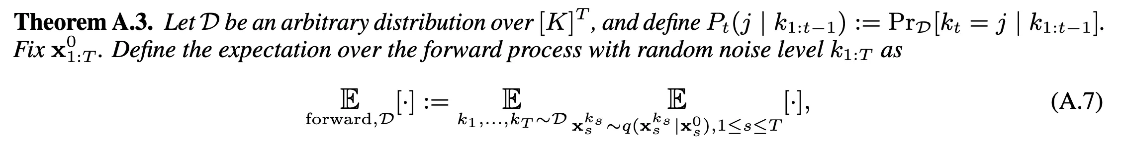 Definition of the forward process from the DF paper